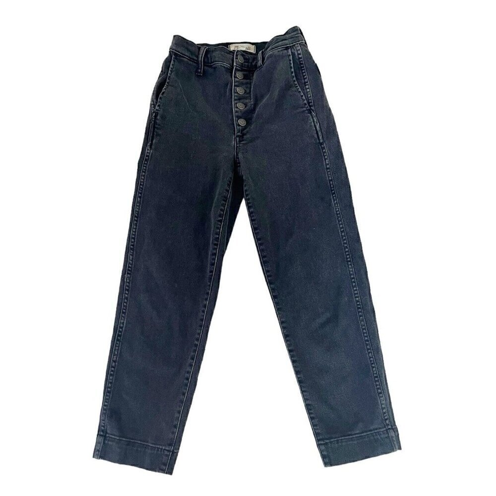 Madewell Women's Sz 24 Black High Waisted Exposed Button Fly Jeans Style #AA575